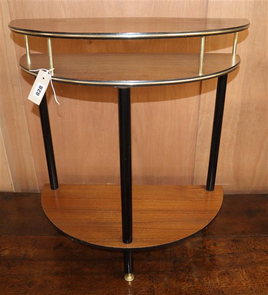 A 1970s demi-lune side table W.63cm